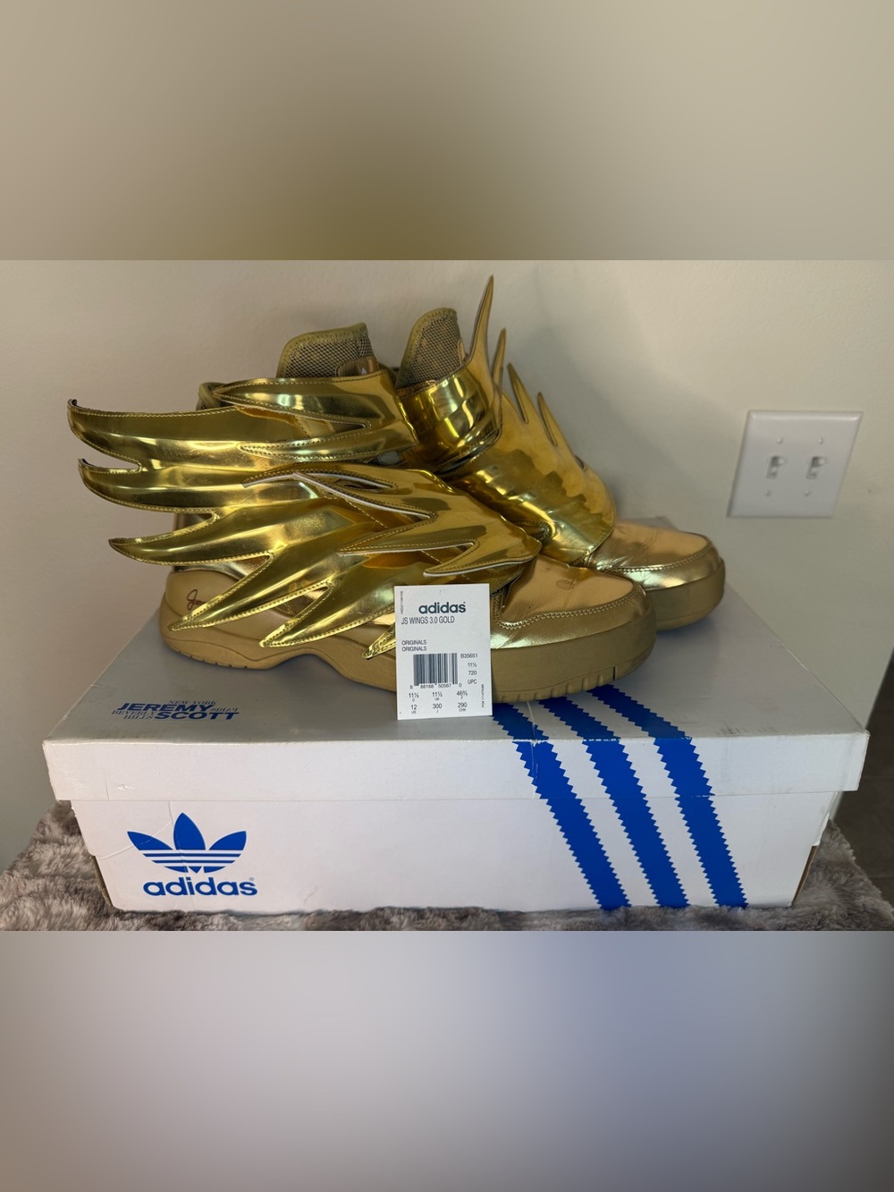 Jeremy Scott x Adidas Metallic Gold Wing Sneakers with Sculpted Wings